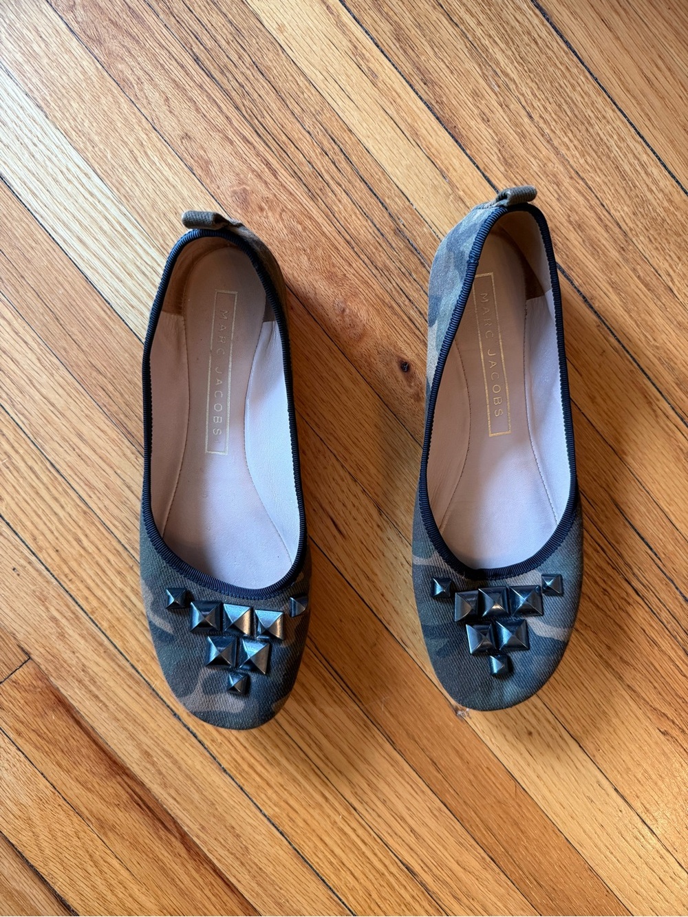 Marc Jacobs Camouflage Studded Ballet Flats in Olive and Black
